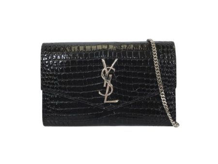 Saint Laurent Croc Embossed Wallet on Chain Online