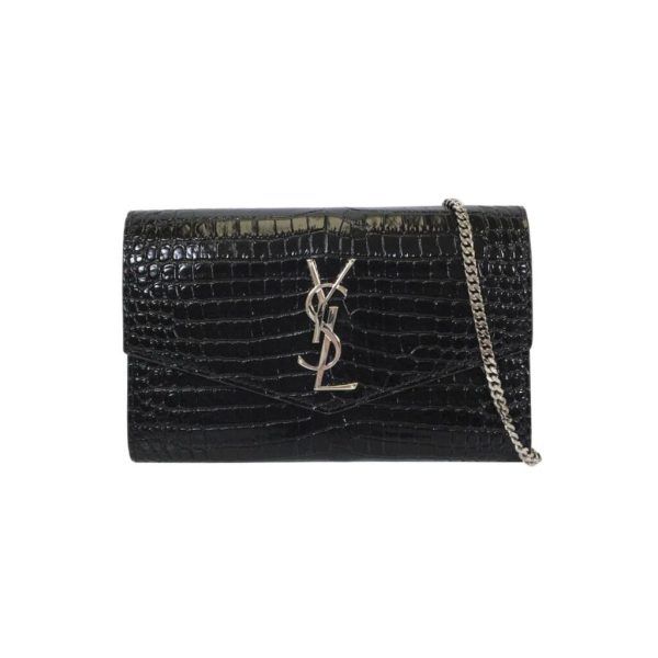 Saint Laurent Croc Embossed Wallet on Chain Online